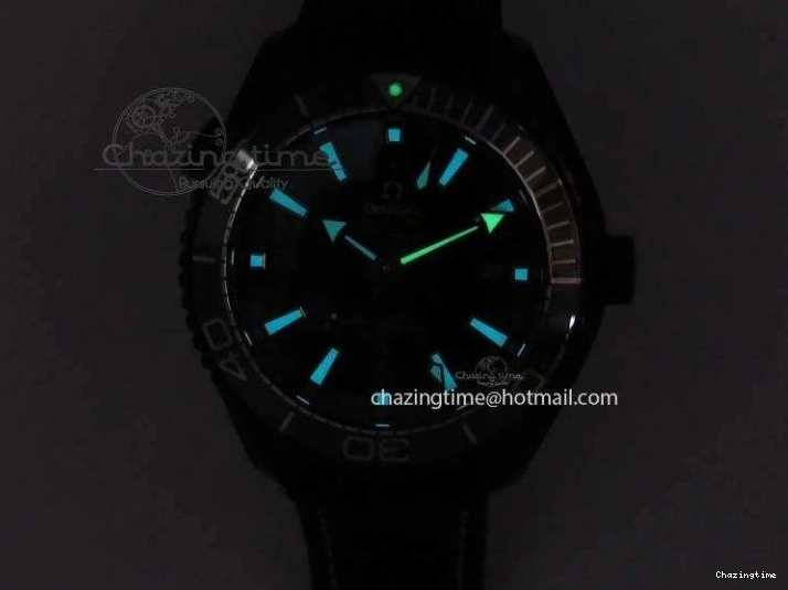 0427 Planet Ocean 45mm GMT DLC JHF Best Edition Black Dial On Rubber Strap A Durable 8194